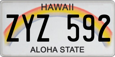 HI license plate ZYZ592