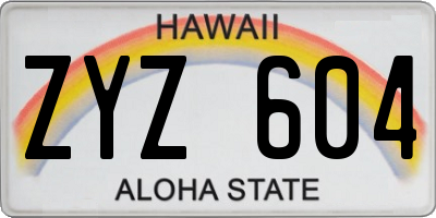 HI license plate ZYZ604