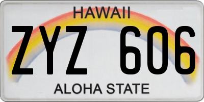 HI license plate ZYZ606