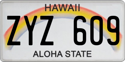 HI license plate ZYZ609