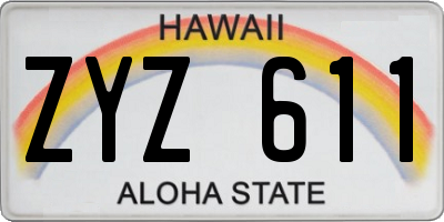 HI license plate ZYZ611