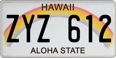 HI license plate ZYZ612