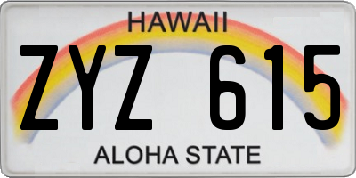 HI license plate ZYZ615