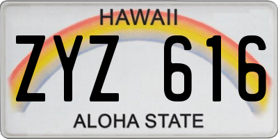 HI license plate ZYZ616