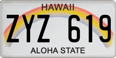 HI license plate ZYZ619