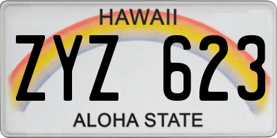 HI license plate ZYZ623