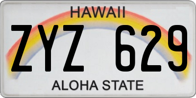 HI license plate ZYZ629