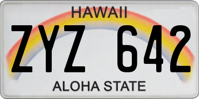 HI license plate ZYZ642