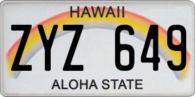 HI license plate ZYZ649
