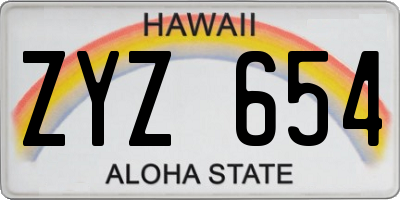 HI license plate ZYZ654