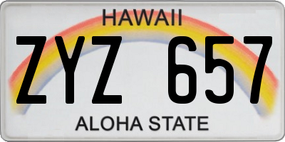 HI license plate ZYZ657