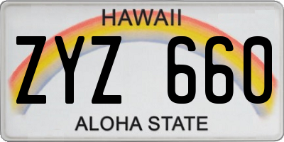 HI license plate ZYZ660