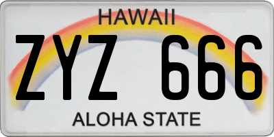 HI license plate ZYZ666
