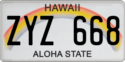 HI license plate ZYZ668