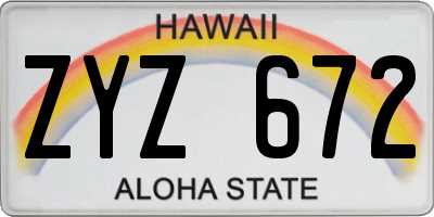 HI license plate ZYZ672