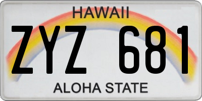HI license plate ZYZ681