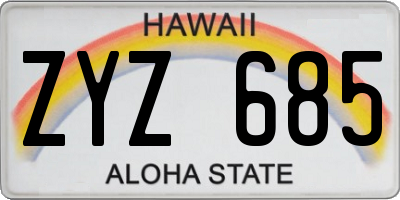 HI license plate ZYZ685