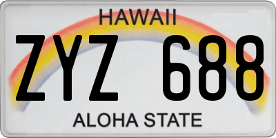 HI license plate ZYZ688
