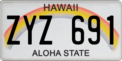HI license plate ZYZ691