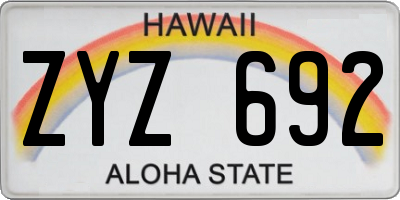 HI license plate ZYZ692