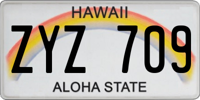 HI license plate ZYZ709