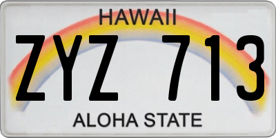 HI license plate ZYZ713