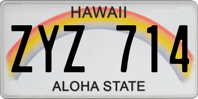 HI license plate ZYZ714
