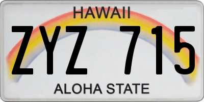 HI license plate ZYZ715