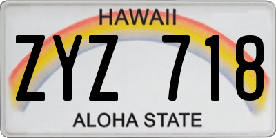 HI license plate ZYZ718