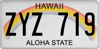 HI license plate ZYZ719