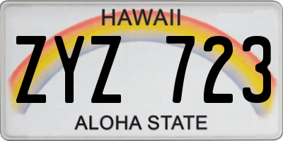 HI license plate ZYZ723