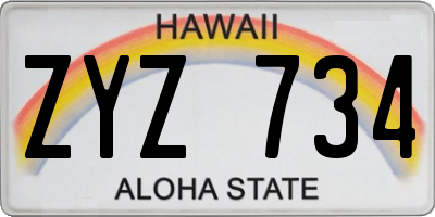 HI license plate ZYZ734
