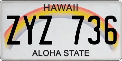 HI license plate ZYZ736