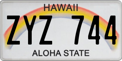 HI license plate ZYZ744