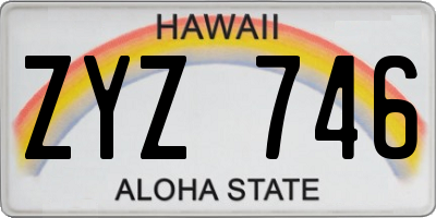 HI license plate ZYZ746