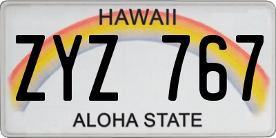 HI license plate ZYZ767