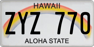 HI license plate ZYZ770