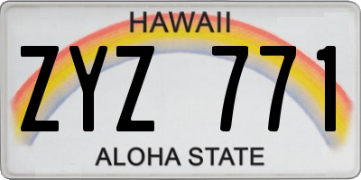 HI license plate ZYZ771