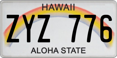 HI license plate ZYZ776