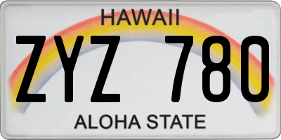 HI license plate ZYZ780