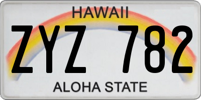 HI license plate ZYZ782