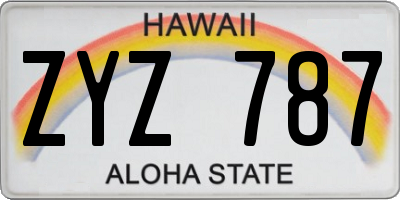 HI license plate ZYZ787