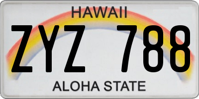 HI license plate ZYZ788