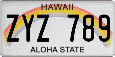 HI license plate ZYZ789
