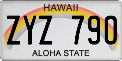 HI license plate ZYZ790