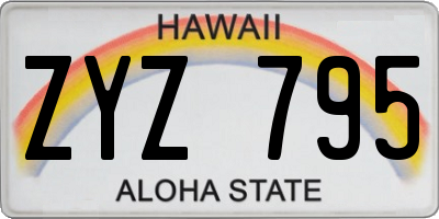 HI license plate ZYZ795