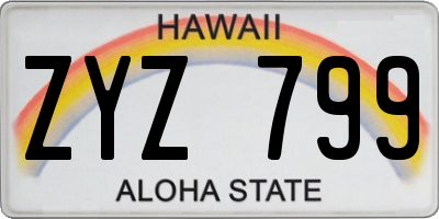 HI license plate ZYZ799