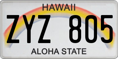 HI license plate ZYZ805