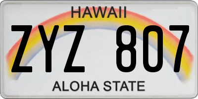 HI license plate ZYZ807
