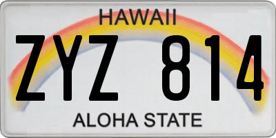 HI license plate ZYZ814